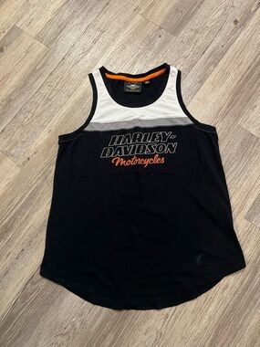 Harley Tank Top Womens Medium Black Sleeveless Shirt Top Motorcross Riding